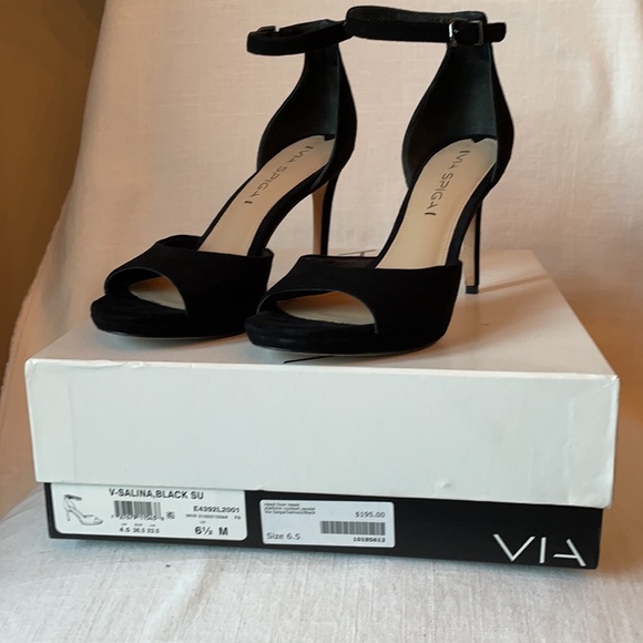 Via Spiga Black Suede Platform Cocktail Sandal size 6.5 - Picture 7 of 9